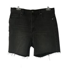 Blank NYC Womens High Waist‎ Frayed Hem Denim Bermuda Shorts Black Sz 27